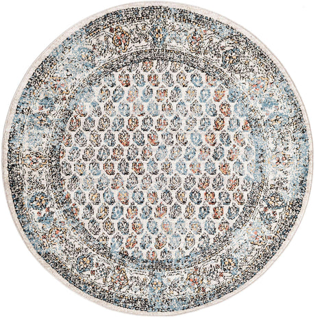 Multicolor 5' 3 x 5' 3 Aramis Round Area Rug Polypropylene With Cotton Backing Easy Clean Living Room Bedroom Dining Office Carpet for Sale at Rug Engine