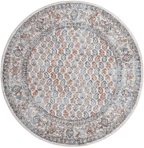 Multicolor 7' x 7' Aramis Round Area Rug Polypropylene With Cotton Backing Easy Clean Living Room Bedroom Dining Office Carpet for Sale at Rug Engine