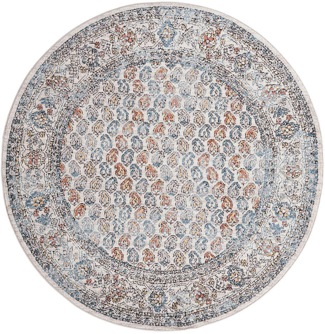 Multicolor 7' x 7' Aramis Round Area Rug Polypropylene With Cotton Backing Easy Clean Living Room Bedroom Dining Office Carpet for Sale at Rug Engine