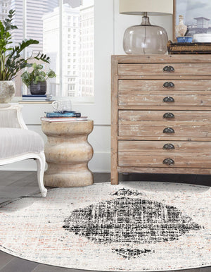 Ivory 3' 3 x 3' 3 Aramis Round Area Rug Polypropylene With Cotton Backing Easy Clean Living Room Bedroom Dining Office Carpet for Sale at Rug Engine