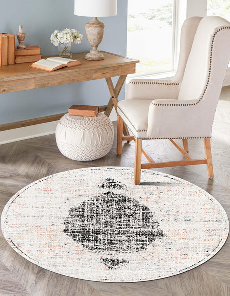 Ivory 3' 3 x 3' 3 Aramis Round Area Rug Polypropylene With Cotton Backing Easy Clean Living Room Bedroom Dining Office Carpet for Sale at Rug Engine