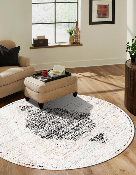 Ivory 3' 3 x 3' 3 Aramis Round Area Rug Polypropylene With Cotton Backing Easy Clean Living Room Bedroom Dining Office Carpet for Sale at Rug Engine