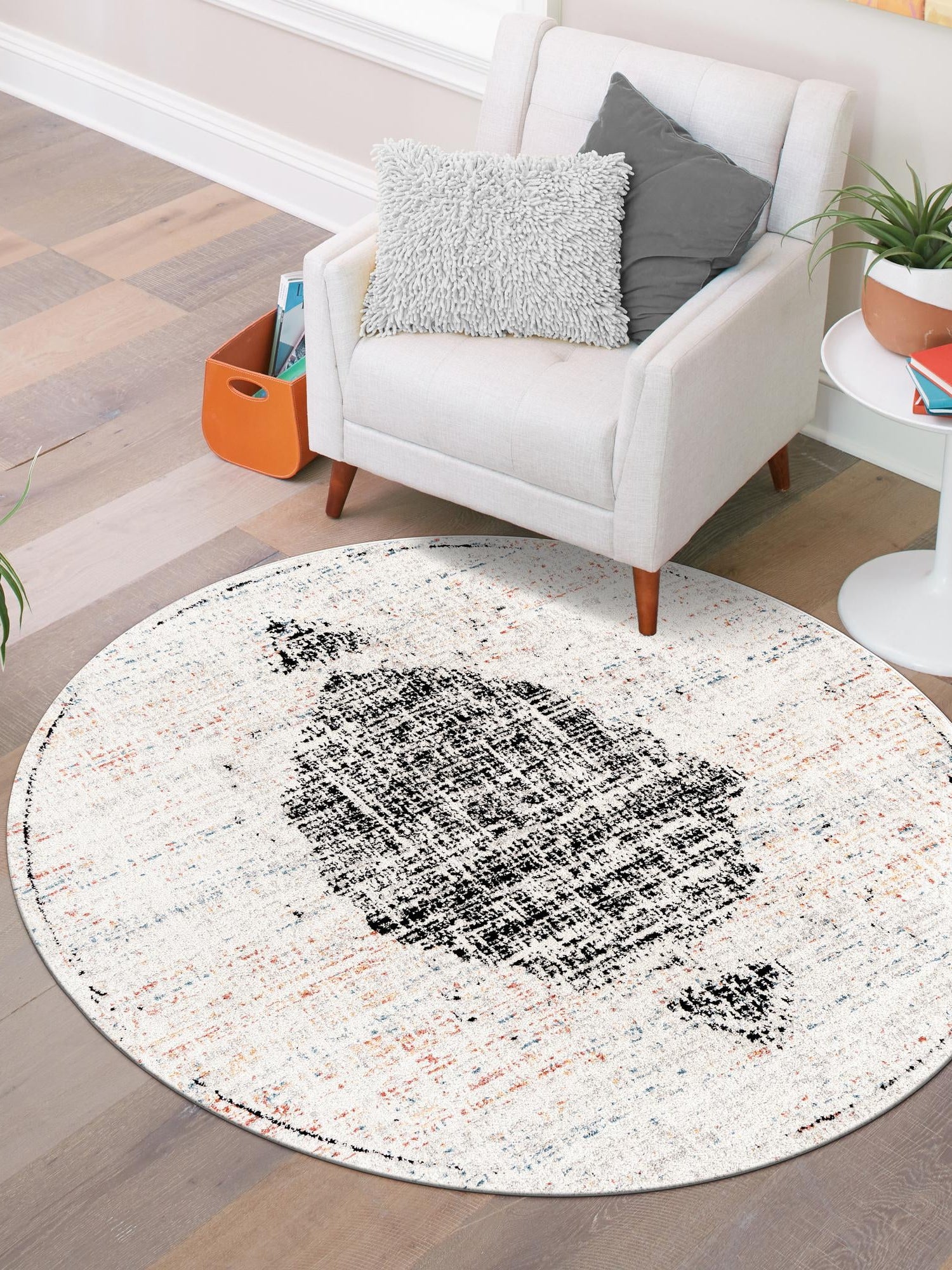 Ivory 7' x 7' Aramis Round Area Rug Polypropylene With Cotton Backing Easy Clean Living Room Bedroom Dining Office Carpet for Sale at Rug Engine