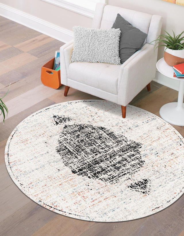 Ivory 7' x 7' Aramis Round Area Rug Polypropylene With Cotton Backing Easy Clean Living Room Bedroom Dining Office Carpet for Sale at Rug Engine