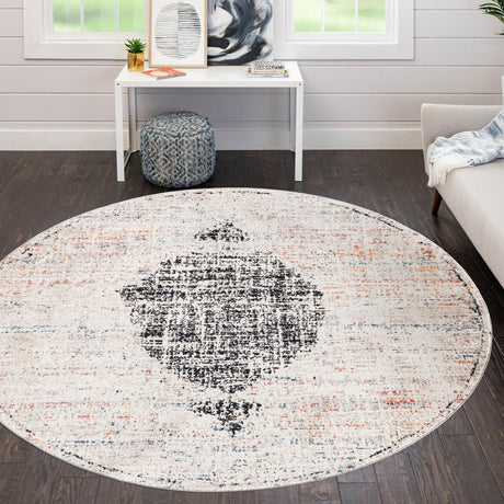 Ivory 10' x 10' Aramis Round Area Rug Polypropylene With Cotton Backing Easy Clean Living Room Bedroom Dining Office Carpet for Sale at Rug Engine