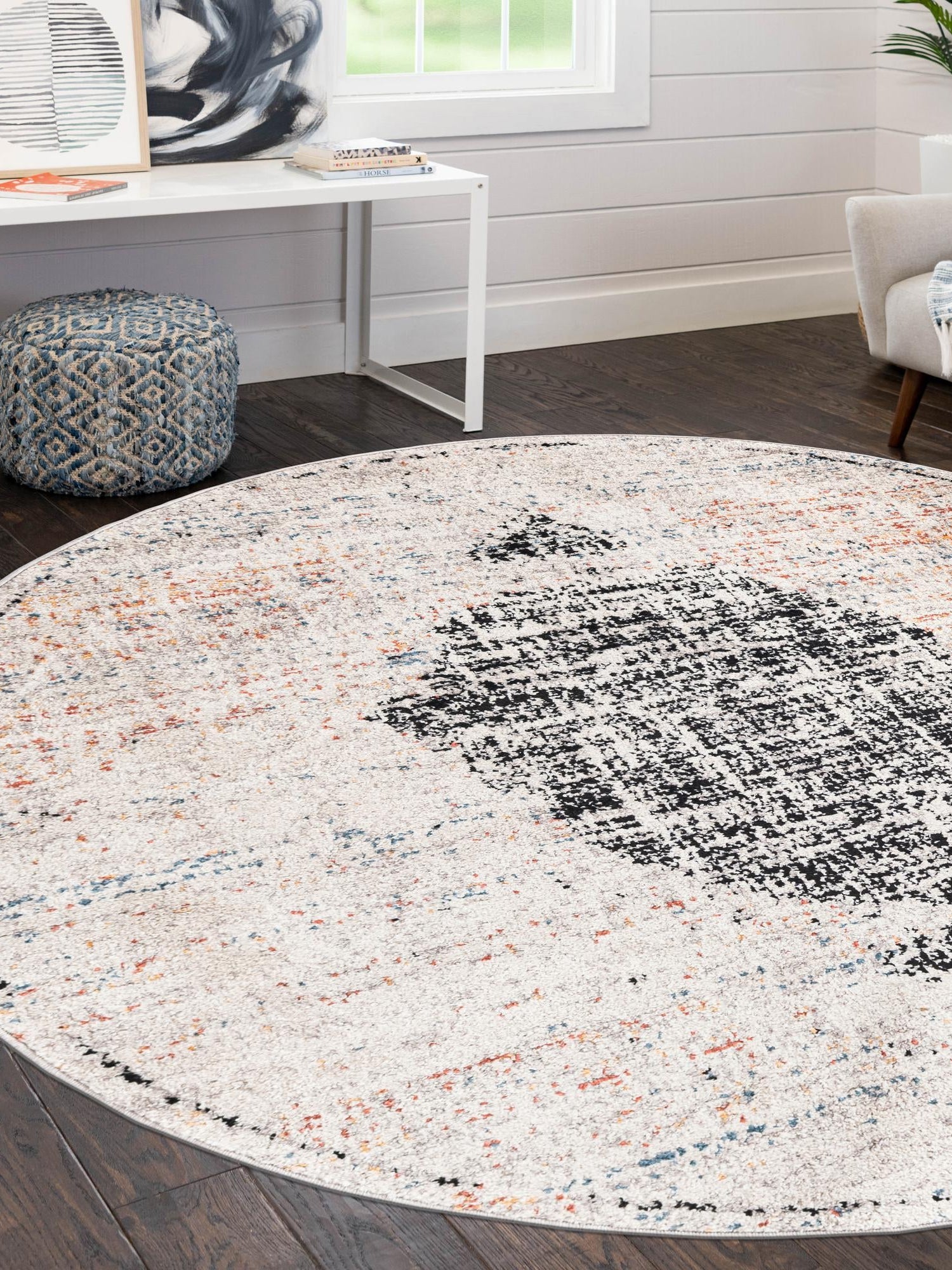 Ivory 7' x 7' Aramis Round Area Rug Polypropylene With Cotton Backing Easy Clean Living Room Bedroom Dining Office Carpet for Sale at Rug Engine