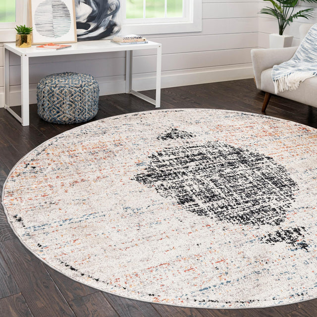 Ivory 7' x 7' Aramis Round Area Rug Polypropylene With Cotton Backing Easy Clean Living Room Bedroom Dining Office Carpet for Sale at Rug Engine