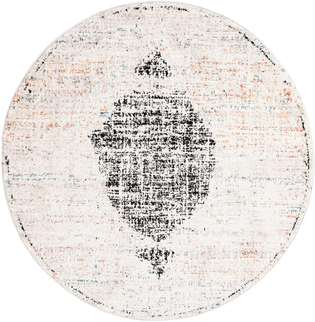 Ivory 5' 3 x 5' 3 Aramis Round Area Rug Polypropylene With Cotton Backing Easy Clean Living Room Bedroom Dining Office Carpet for Sale at Rug Engine
