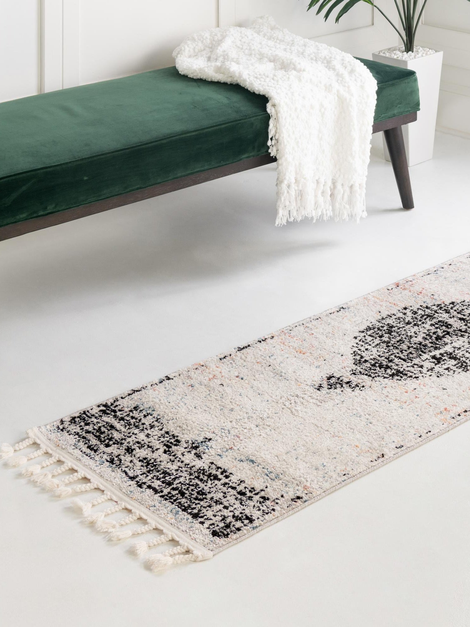 Ivory 2' x 8' Aramis Runner Area Rug Polypropylene With Cotton Backing Easy Clean Living Room Bedroom Dining Office Carpet for Sale at Rug Engine