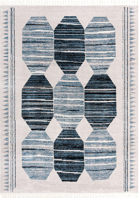 Blue 9' x 12' Aramis Rectangle Area Rug Polypropylene With Cotton Backing Easy Clean Living Room Bedroom Dining Office Carpet for Sale at Rug Engine