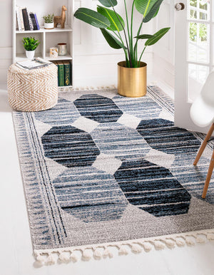 Blue 6' x 9' Aramis Rectangle Area Rug Polypropylene With Cotton Backing Easy Clean Living Room Bedroom Dining Office Carpet for Sale at Rug Engine