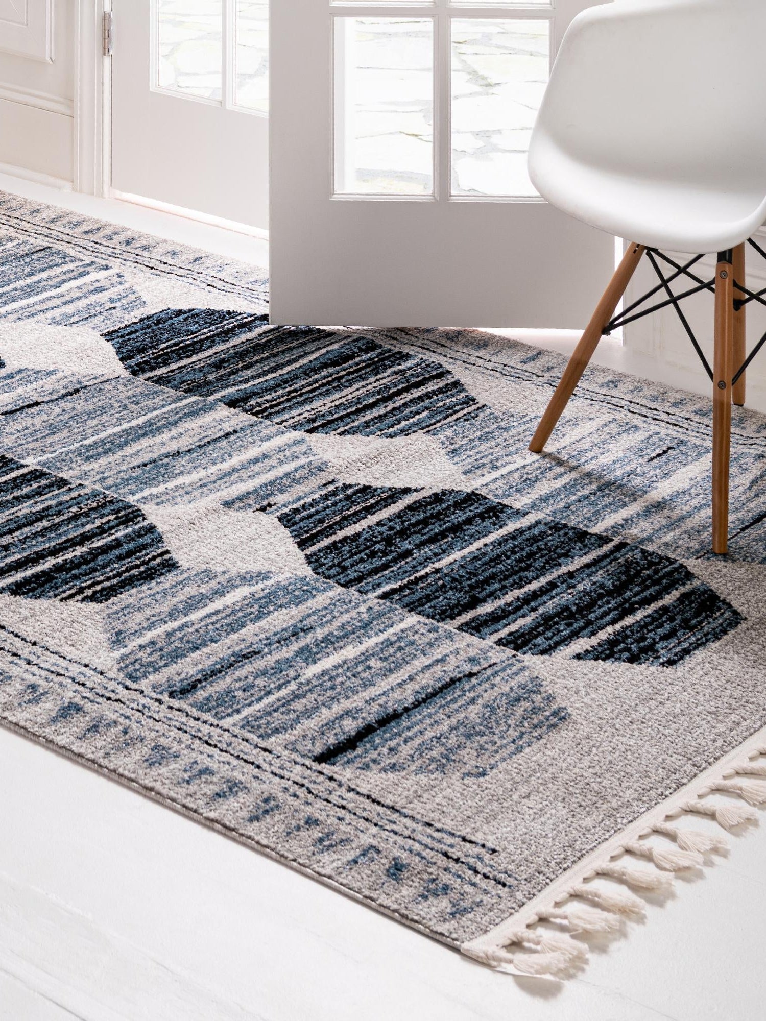 Blue 9' x 12' Aramis Rectangle Area Rug Polypropylene With Cotton Backing Easy Clean Living Room Bedroom Dining Office Carpet for Sale at Rug Engine
