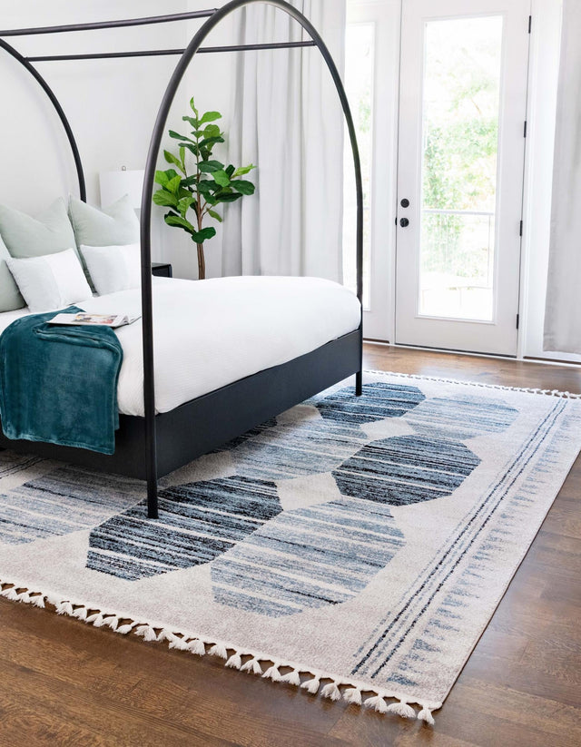 Blue 4' x 6' Aramis Rectangle Area Rug Polypropylene With Cotton Backing Easy Clean Living Room Bedroom Dining Office Carpet for Sale at Rug Engine