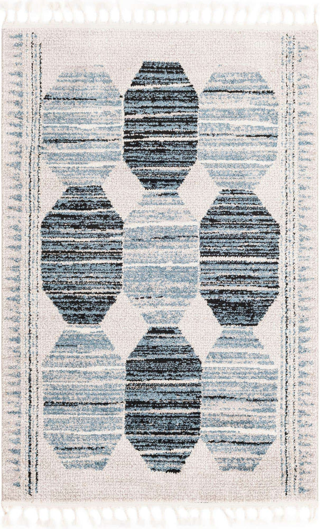 Blue 4' x 6' Aramis Rectangle Area Rug Polypropylene With Cotton Backing Easy Clean Living Room Bedroom Dining Office Carpet for Sale at Rug Engine