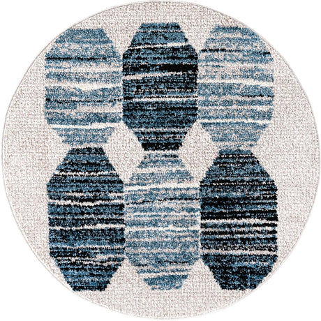Blue 3' 3 x 3' 3 Aramis Round Area Rug Polypropylene With Cotton Backing Easy Clean Living Room Bedroom Dining Office Carpet for Sale at Rug Engine