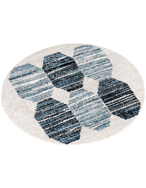 Blue 3' 3 x 3' 3 Aramis Round Area Rug Polypropylene With Cotton Backing Easy Clean Living Room Bedroom Dining Office Carpet for Sale at Rug Engine