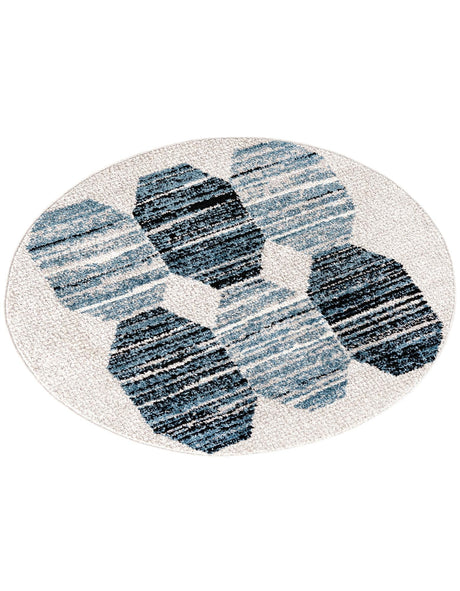 Blue 3' 3 x 3' 3 Aramis Round Area Rug Polypropylene With Cotton Backing Easy Clean Living Room Bedroom Dining Office Carpet for Sale at Rug Engine