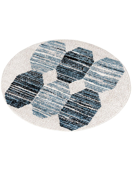 Blue 3' 3 x 3' 3 Aramis Round Area Rug Polypropylene With Cotton Backing Easy Clean Living Room Bedroom Dining Office Carpet for Sale at Rug Engine