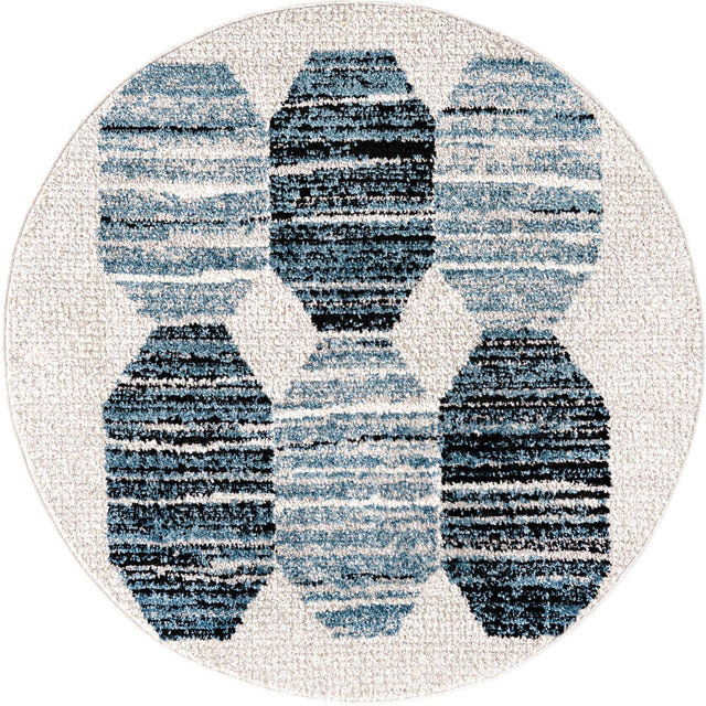 Blue 3' 3 x 3' 3 Aramis Round Area Rug Polypropylene With Cotton Backing Easy Clean Living Room Bedroom Dining Office Carpet for Sale at Rug Engine