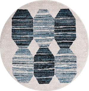 Blue 5' 3 x 5' 3 Aramis Round Area Rug Polypropylene With Cotton Backing Easy Clean Living Room Bedroom Dining Office Carpet for Sale at Rug Engine