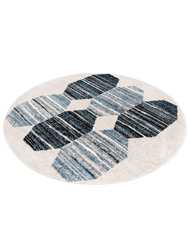 Blue 5' 3 x 5' 3 Aramis Round Area Rug Polypropylene With Cotton Backing Easy Clean Living Room Bedroom Dining Office Carpet for Sale at Rug Engine