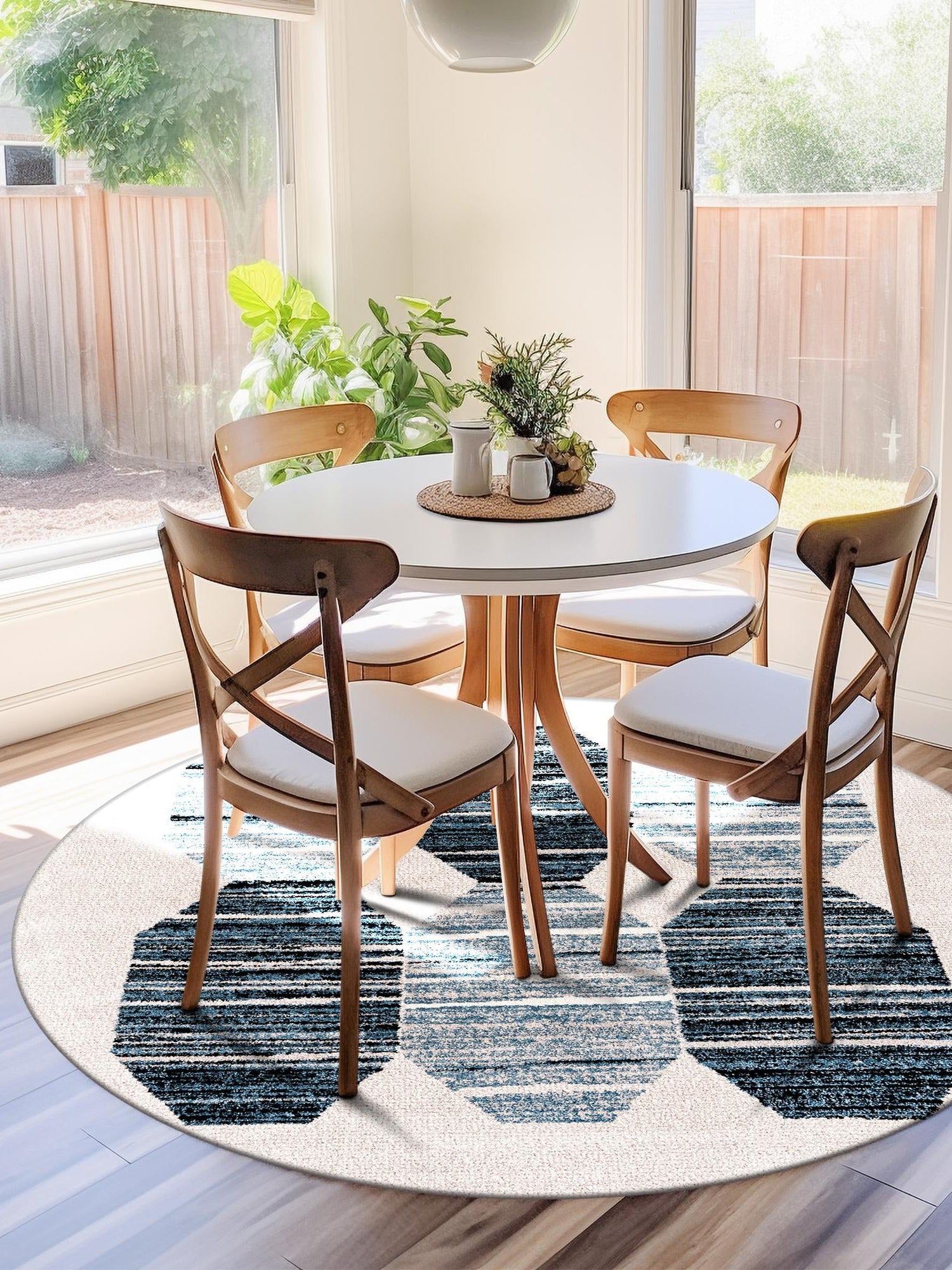 Blue 10' x 10' Aramis Round Area Rug Polypropylene With Cotton Backing Easy Clean Living Room Bedroom Dining Office Carpet for Sale at Rug Engine