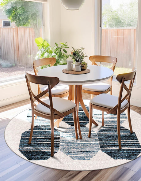 Blue 10' x 10' Aramis Round Area Rug Polypropylene With Cotton Backing Easy Clean Living Room Bedroom Dining Office Carpet for Sale at Rug Engine