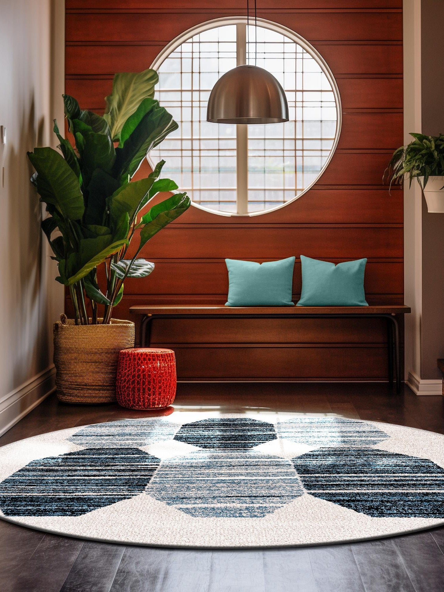 Blue 10' x 10' Aramis Round Area Rug Polypropylene With Cotton Backing Easy Clean Living Room Bedroom Dining Office Carpet for Sale at Rug Engine