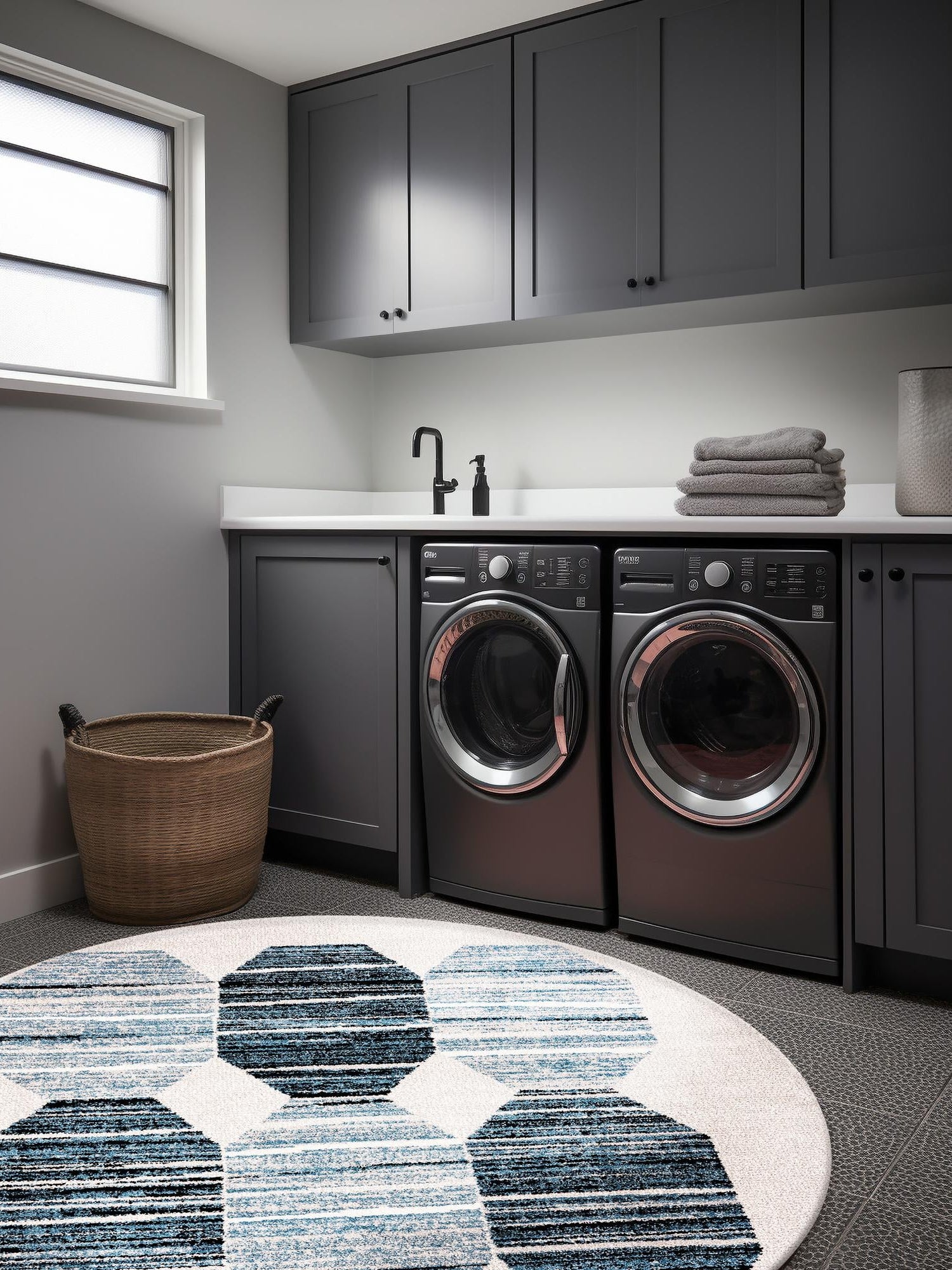 Blue 10' x 10' Aramis Round Area Rug Polypropylene With Cotton Backing Easy Clean Living Room Bedroom Dining Office Carpet for Sale at Rug Engine