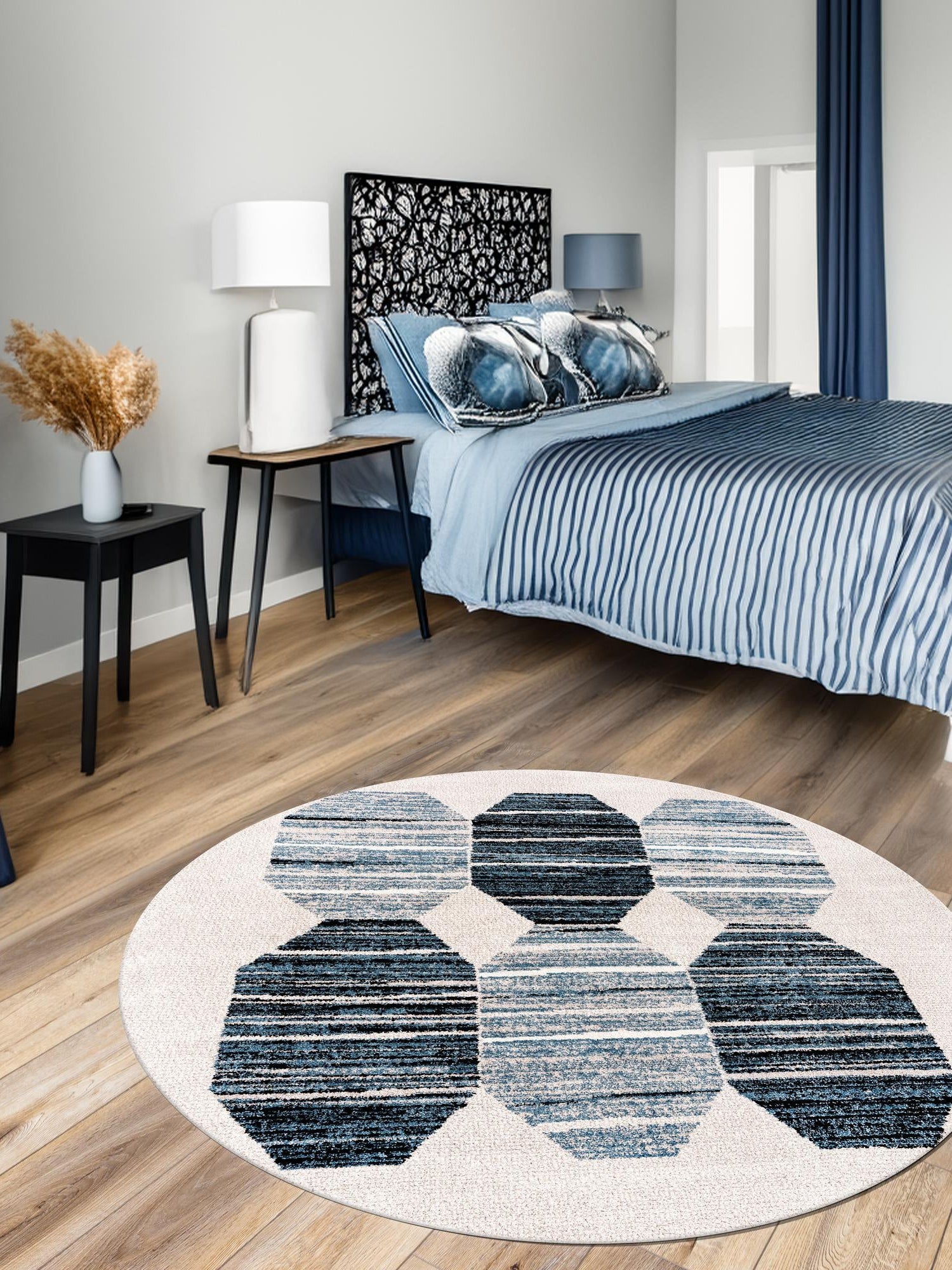 Blue 10' x 10' Aramis Round Area Rug Polypropylene With Cotton Backing Easy Clean Living Room Bedroom Dining Office Carpet for Sale at Rug Engine