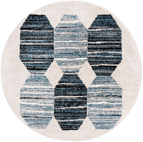 Blue 5' 3 x 5' 3 Aramis Round Area Rug Polypropylene With Cotton Backing Easy Clean Living Room Bedroom Dining Office Carpet for Sale at Rug Engine