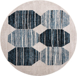 Blue 7' x 7' Aramis Round Area Rug Polypropylene With Cotton Backing Easy Clean Living Room Bedroom Dining Office Carpet for Sale at Rug Engine