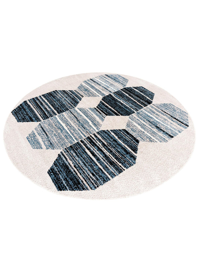 Blue 7' x 7' Aramis Round Area Rug Polypropylene With Cotton Backing Easy Clean Living Room Bedroom Dining Office Carpet for Sale at Rug Engine