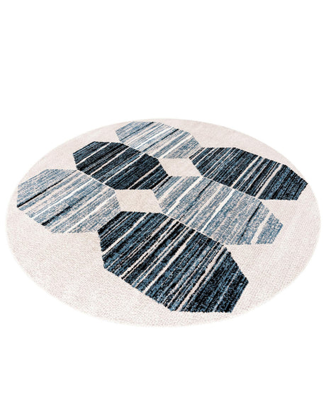 Blue 7' x 7' Aramis Round Area Rug Polypropylene With Cotton Backing Easy Clean Living Room Bedroom Dining Office Carpet for Sale at Rug Engine