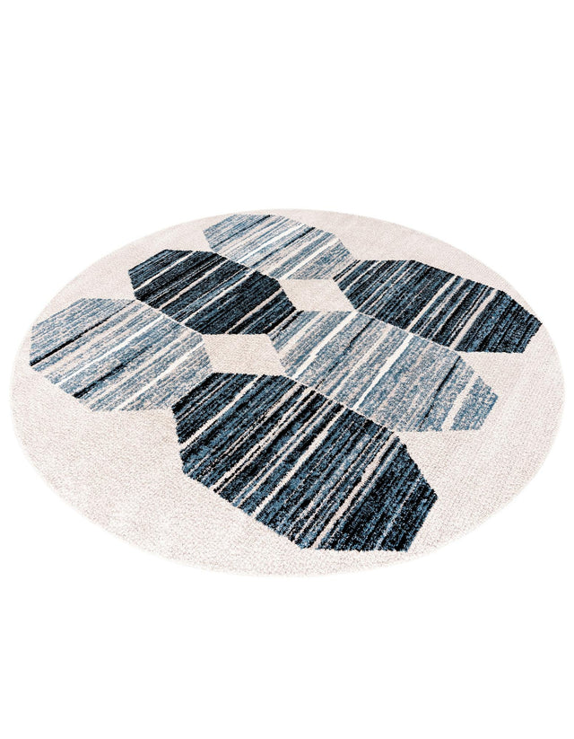 Blue 7' x 7' Aramis Round Area Rug Polypropylene With Cotton Backing Easy Clean Living Room Bedroom Dining Office Carpet for Sale at Rug Engine