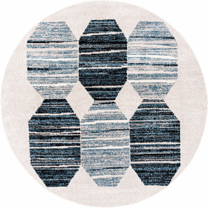 Blue 7' x 7' Aramis Round Area Rug Polypropylene With Cotton Backing Easy Clean Living Room Bedroom Dining Office Carpet for Sale at Rug Engine