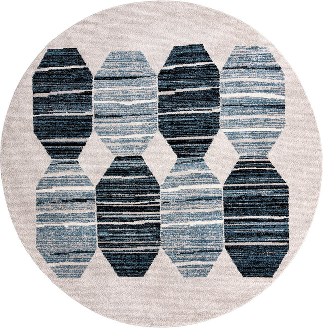 Blue 10' x 10' Aramis Round Area Rug Polypropylene With Cotton Backing Easy Clean Living Room Bedroom Dining Office Carpet for Sale at Rug Engine