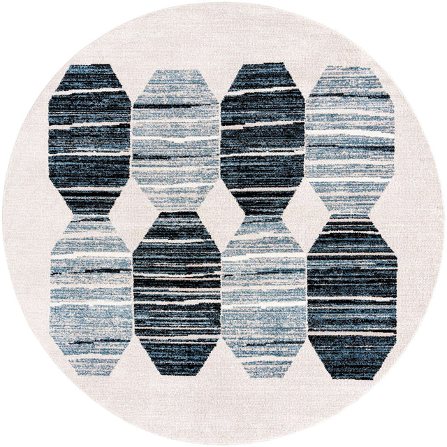 Blue 10' x 10' Aramis Round Area Rug Polypropylene With Cotton Backing Easy Clean Living Room Bedroom Dining Office Carpet for Sale at Rug Engine