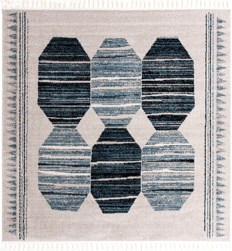 Blue 7' 10 x 7' 10 Aramis Square Area Rug Polypropylene With Cotton Backing Easy Clean Living Room Bedroom Dining Office Carpet for Sale at Rug Engine