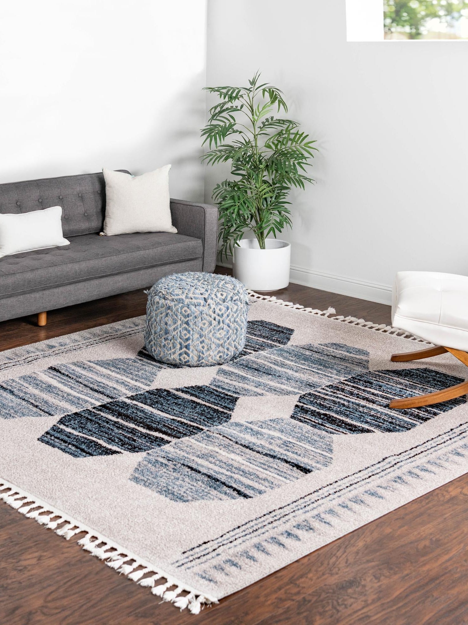 Blue 7' 10 x 7' 10 Aramis Square Area Rug Polypropylene With Cotton Backing Easy Clean Living Room Bedroom Dining Office Carpet for Sale at Rug Engine