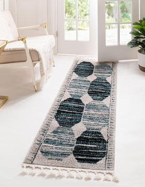 Blue 2' x 6' Aramis Runner Area Rug Polypropylene With Cotton Backing Easy Clean Living Room Bedroom Dining Office Carpet for Sale at Rug Engine