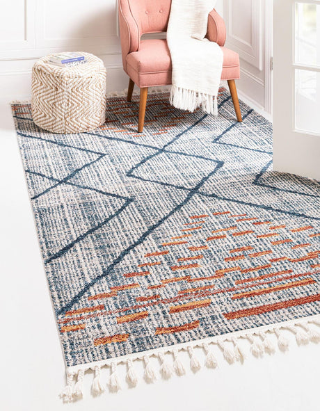 Blue 3' 3 x 5' 3 Aramis Rectangle Area Rug Polypropylene With Cotton Backing Easy Clean Living Room Bedroom Dining Office Carpet for Sale at Rug Engine