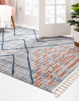 Blue 3' 3 x 5' 3 Aramis Rectangle Area Rug Polypropylene With Cotton Backing Easy Clean Living Room Bedroom Dining Office Carpet for Sale at Rug Engine