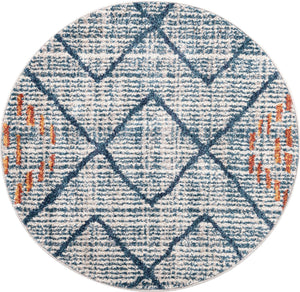Blue 3' 3 x 3' 3 Aramis Round Area Rug Polypropylene With Cotton Backing Easy Clean Living Room Bedroom Dining Office Carpet for Sale at Rug Engine