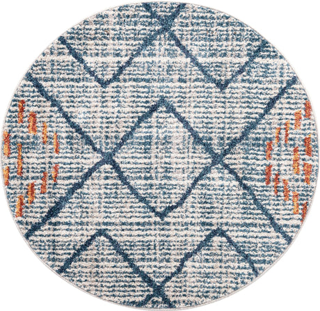 Blue 3' 3 x 3' 3 Aramis Round Area Rug Polypropylene With Cotton Backing Easy Clean Living Room Bedroom Dining Office Carpet for Sale at Rug Engine