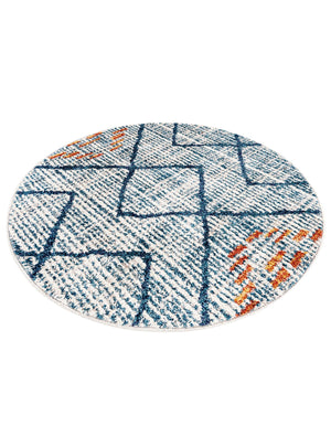 Blue 3' 3 x 3' 3 Aramis Round Area Rug Polypropylene With Cotton Backing Easy Clean Living Room Bedroom Dining Office Carpet for Sale at Rug Engine