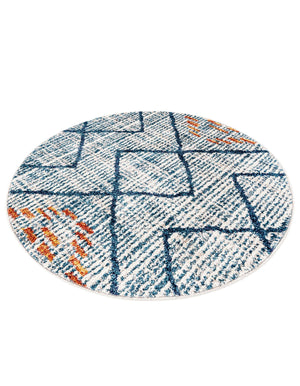 Blue 3' 3 x 3' 3 Aramis Round Area Rug Polypropylene With Cotton Backing Easy Clean Living Room Bedroom Dining Office Carpet for Sale at Rug Engine