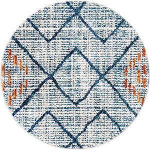 Blue 3' 3 x 3' 3 Aramis Round Area Rug Polypropylene With Cotton Backing Easy Clean Living Room Bedroom Dining Office Carpet for Sale at Rug Engine