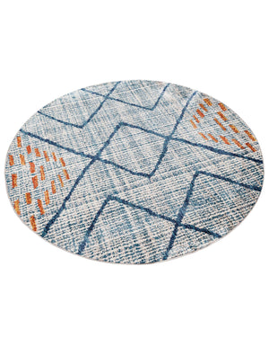 Blue 5' 3 x 5' 3 Aramis Round Area Rug Polypropylene With Cotton Backing Easy Clean Living Room Bedroom Dining Office Carpet for Sale at Rug Engine