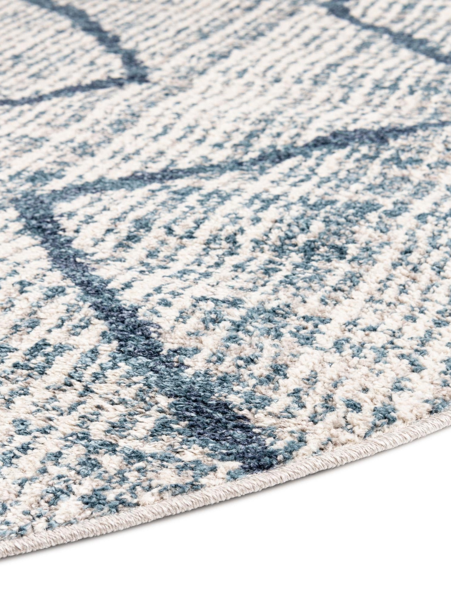 Blue 5' 3 x 5' 3 Aramis Round Area Rug Polypropylene With Cotton Backing Easy Clean Living Room Bedroom Dining Office Carpet for Sale at Rug Engine